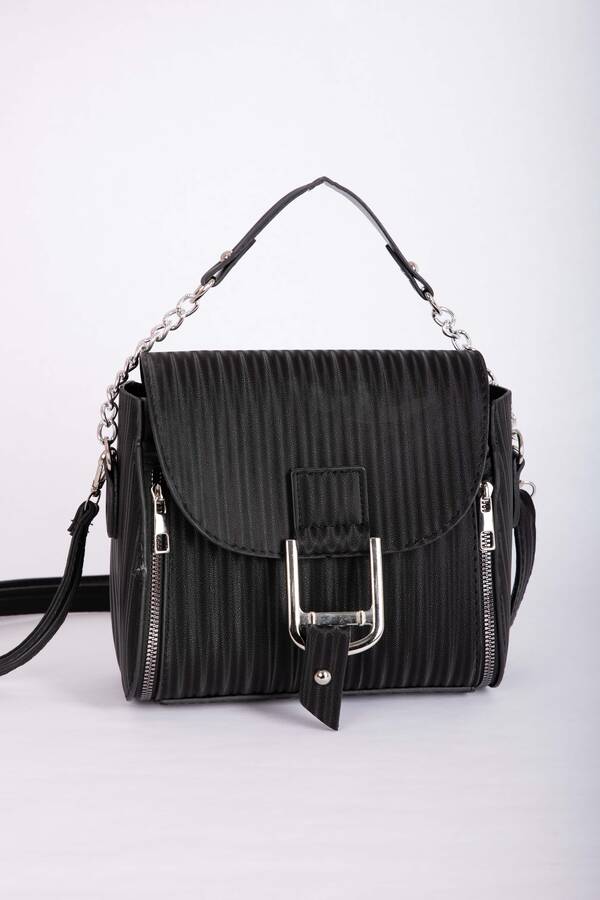 Dmç - Fermuar Detaylı El & Omuz Çantası Siyah