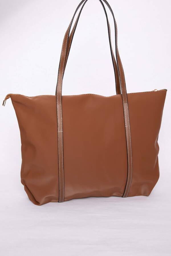 Dmç - Fermuar Detaylı El & Omuz Çantası Taba (1)