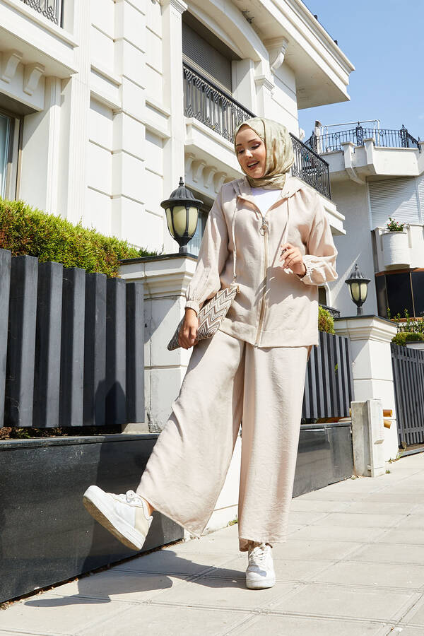 MD - Fermuar Detaylı Kapüşonlu İkili Takım Taş (1)