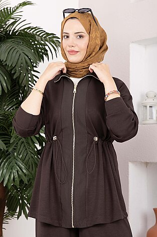 Fermuarlı Beli Ayarlanabilir Oyşo İkili Takım Kahve (1)