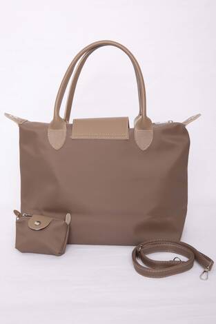 Fermuarlı Kapaklı El & Omuz Çantası Vizon - Thumbnail