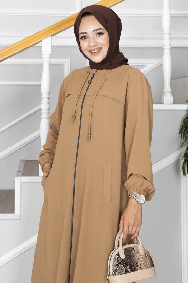 Pol - Fermuarlı Tesettür Kap Camel (1)