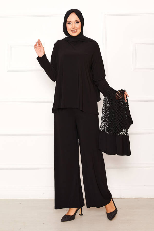 Frh - File Detaylı Sandy Üçlü Takım Siyah (1)