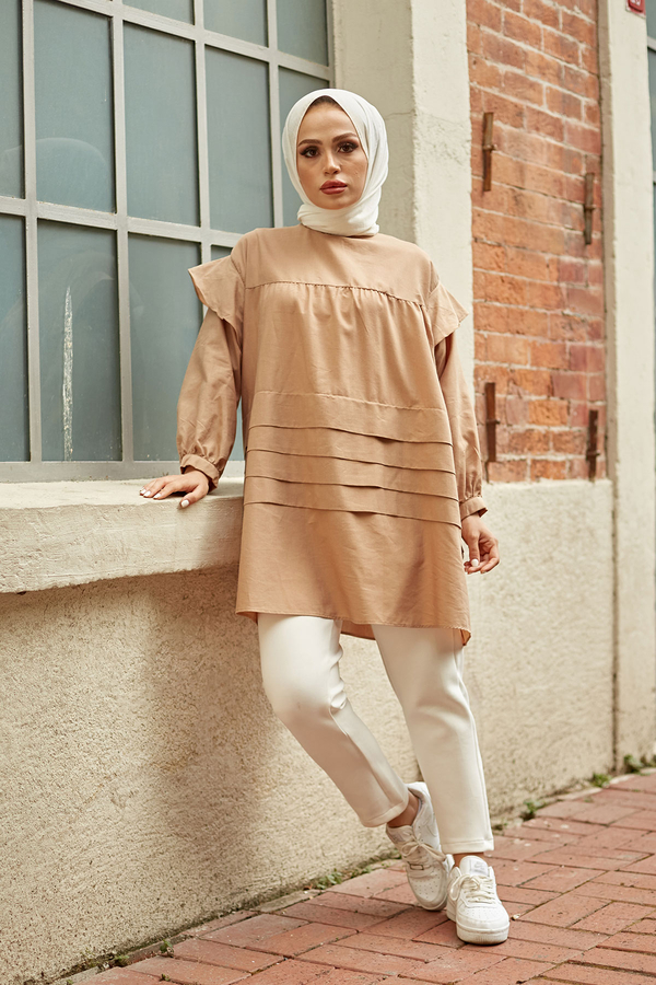Fırfır Detaylı Tunik 2077-02 Camel
