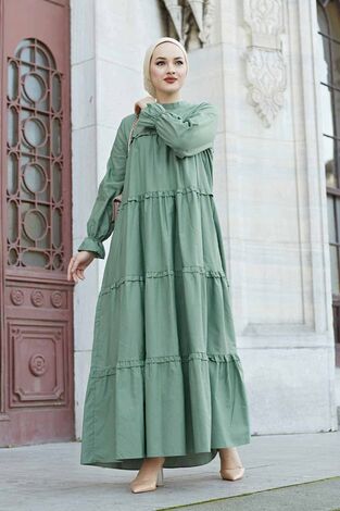 Fırfırlı Salaş Elbise 100MD10253 Mint - Thumbnail