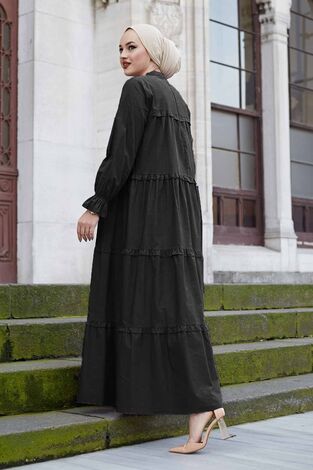 Fırfırlı Salaş Elbise 530GK12020 Siyah - Thumbnail