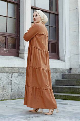Fırfırlı Salaş Elbise 530GK12020 Taba - Thumbnail