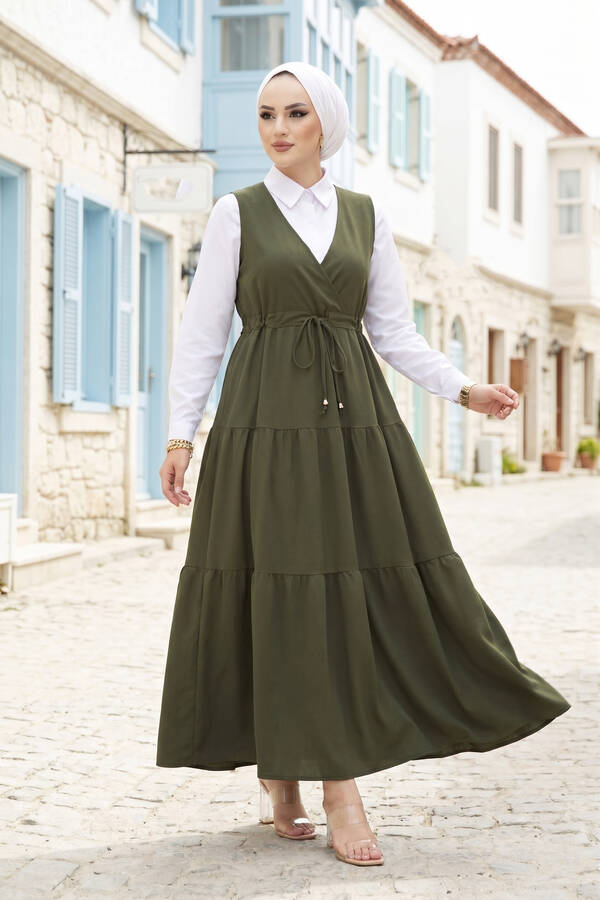 MD - Fırfırlı Scuba Tesettür Jile Haki