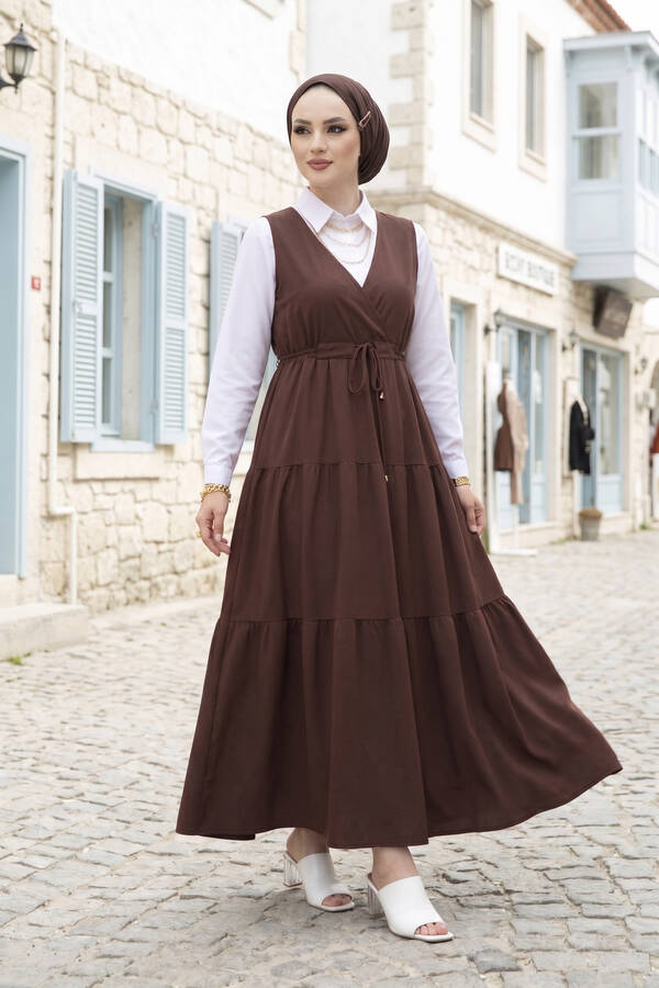 MD - Fırfırlı Scuba Tesettür Jile Kahve