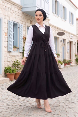 Fırfırlı Scuba Tesettür Jile Siyah