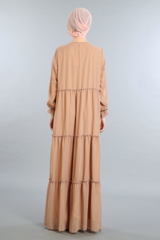 Fırfırlı Şifon Elbise 5241-04 - Thumbnail