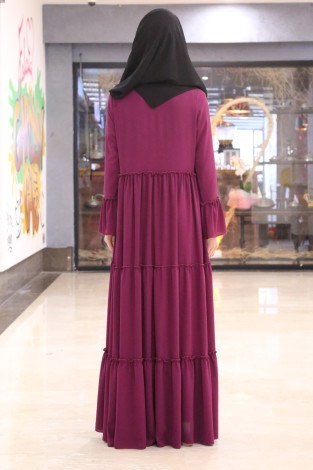 Krep Fırfırlı Elbise 3085-44 - Thumbnail