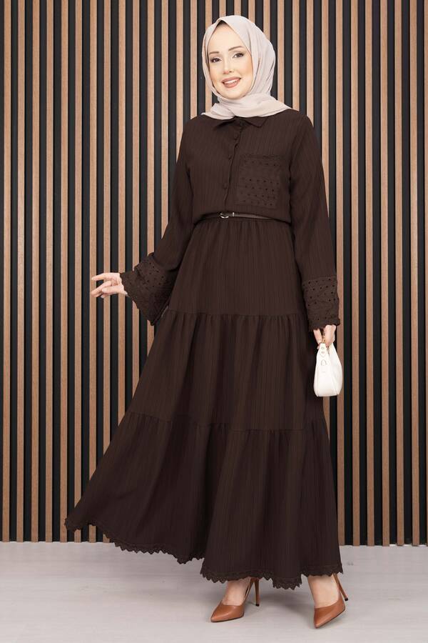 Asm - Fistolu Gömlek Etek İkili Takım Acı Kahve