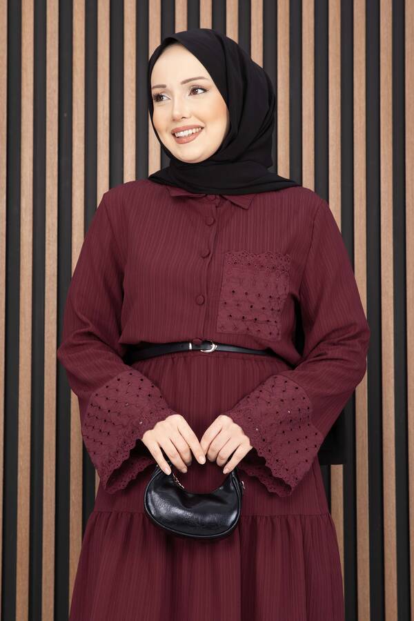 Asm - Fistolu Gömlek Etek İkili Takım Bordo (1)