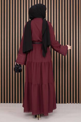 Fistolu Gömlek Etek İkili Takım Bordo - Thumbnail