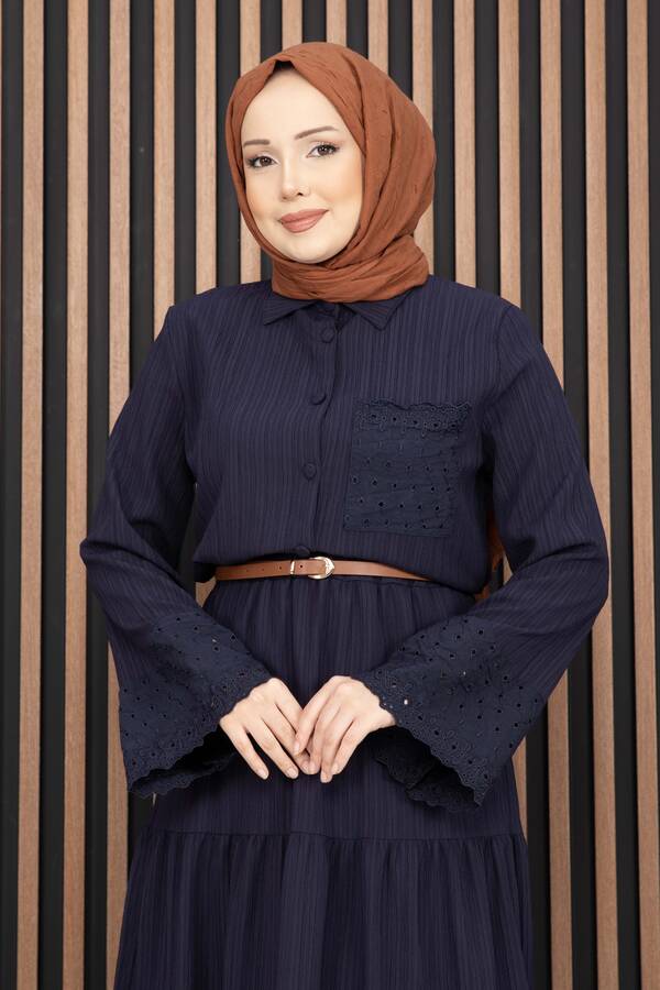 Asm - Fistolu Gömlek Etek İkili Takım Lacivert (1)