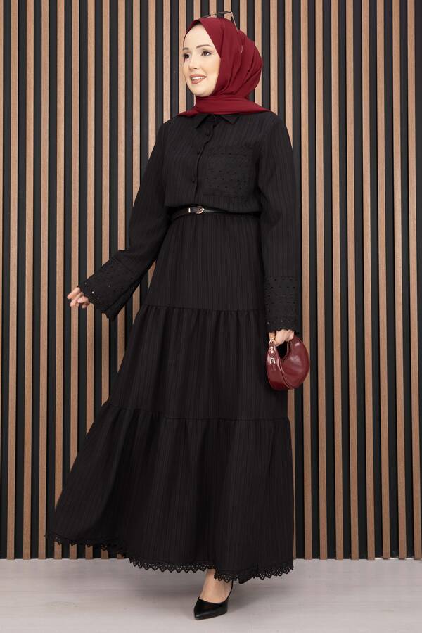 Asm - Fistolu Gömlek Etek İkili Takım Siyah