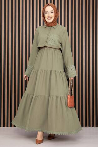Fistolu Gömlek Etek İkili Takım Yağ Yeşil - Thumbnail