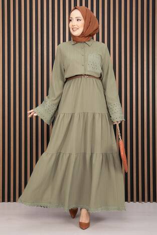 Fistolu Gömlek Etek İkili Takım Yağ Yeşil - Thumbnail