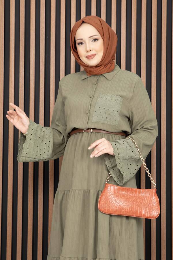 Asm - Fistolu Gömlek Etek İkili Takım Yağ Yeşil (1)