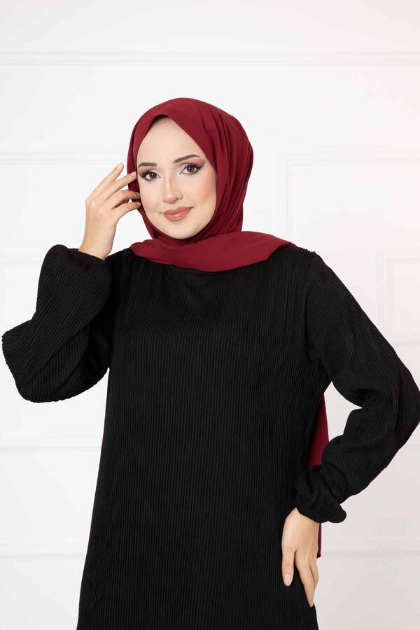 Nz - Fitilli Piliseli Elbise Siyah (1) Nz - Fitilli Piliseli Elbise Siyah (1)