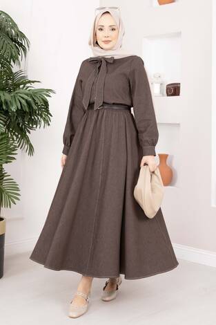 Fiyonk Detaylı İkili Tensel Kot Takım Kahve - Thumbnail