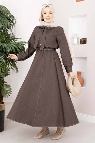 Fiyonk Detaylı İkili Tensel Kot Takım Kahve - Thumbnail