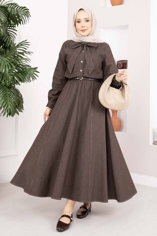 Fiyonk Detaylı İkili Tensel Kot Takım Kahve