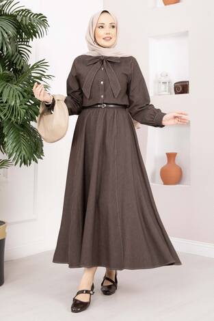 Fiyonk Detaylı İkili Tensel Kot Takım Kahve - Thumbnail