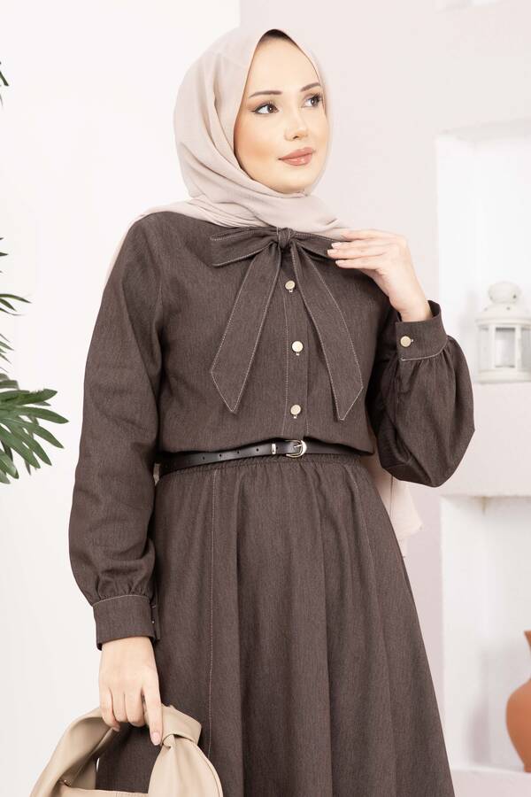 MD - Fiyonk Detaylı İkili Tensel Kot Takım Kahve (1)