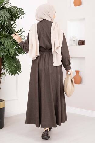 Fiyonk Detaylı İkili Tensel Kot Takım Kahve - Thumbnail