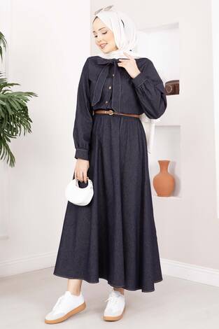 Fiyonk Detaylı İkili Tensel Kot Takım Lacivert - Thumbnail