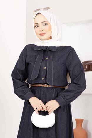 Fiyonk Detaylı İkili Tensel Kot Takım Lacivert - Thumbnail