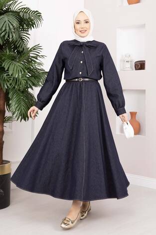 Fiyonk Detaylı İkili Tensel Kot Takım Lacivert - Thumbnail