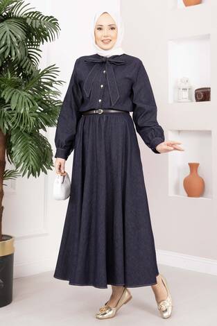 Fiyonk Detaylı İkili Tensel Kot Takım Lacivert - Thumbnail