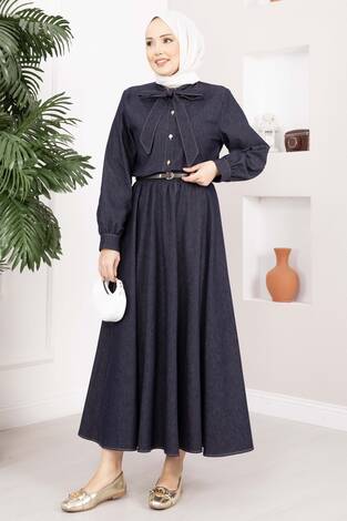 Fiyonk Detaylı İkili Tensel Kot Takım Lacivert - Thumbnail