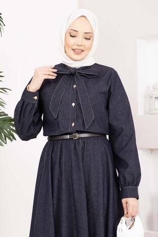 Fiyonk Detaylı İkili Tensel Kot Takım Lacivert - Thumbnail