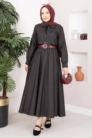 Fiyonk Detaylı İkili Tensel Kot Takım Siyah - Thumbnail