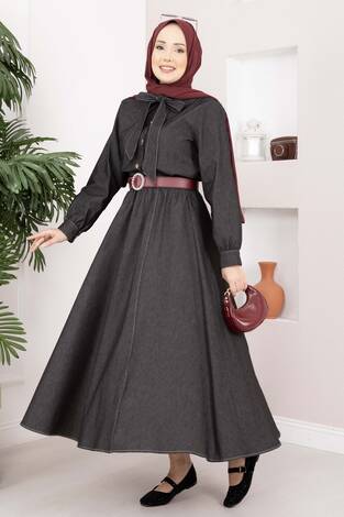 Fiyonk Detaylı İkili Tensel Kot Takım Siyah - Thumbnail