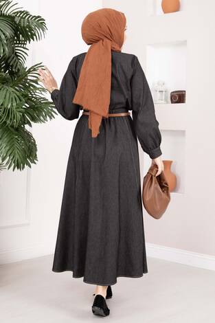 Fiyonk Detaylı İkili Tensel Kot Takım Siyah - Thumbnail