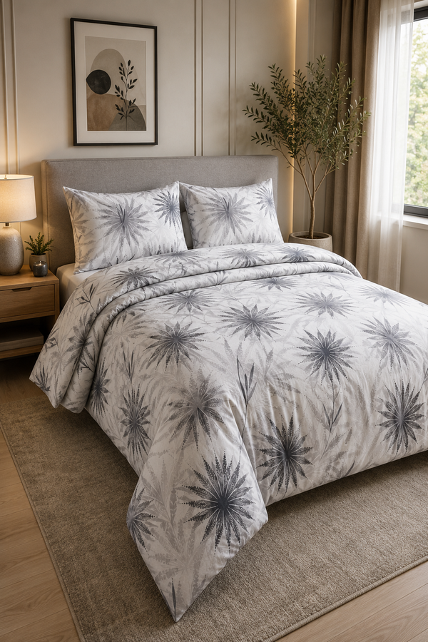Hby - Floral Desen Çift Kişilik Nevresim Takımı Siyah