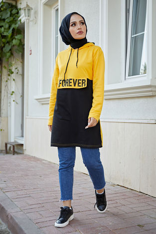 Forever Spor Tunik 8668-4 Sarı - Thumbnail