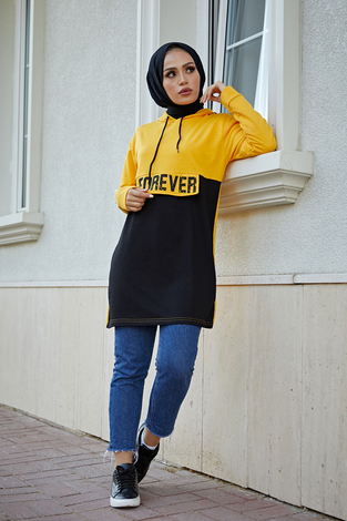 Forever Spor Tunik 8668-4 Sarı - Thumbnail