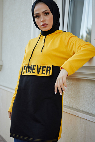 Forever Spor Tunik 8668-4 Sarı - Thumbnail