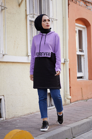 Forever Spor Tunik 8668-9 Lila - Thumbnail