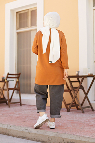Free Spirit Sweat-Tunik 9792-27 Hardal - Thumbnail