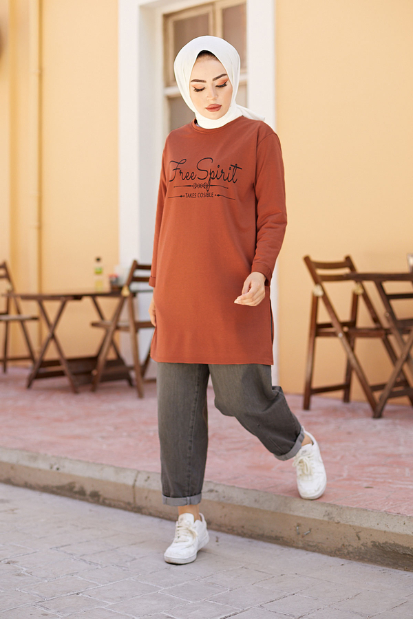  - Free Spirit Sweat-Tunik 9792-33 Kiremit