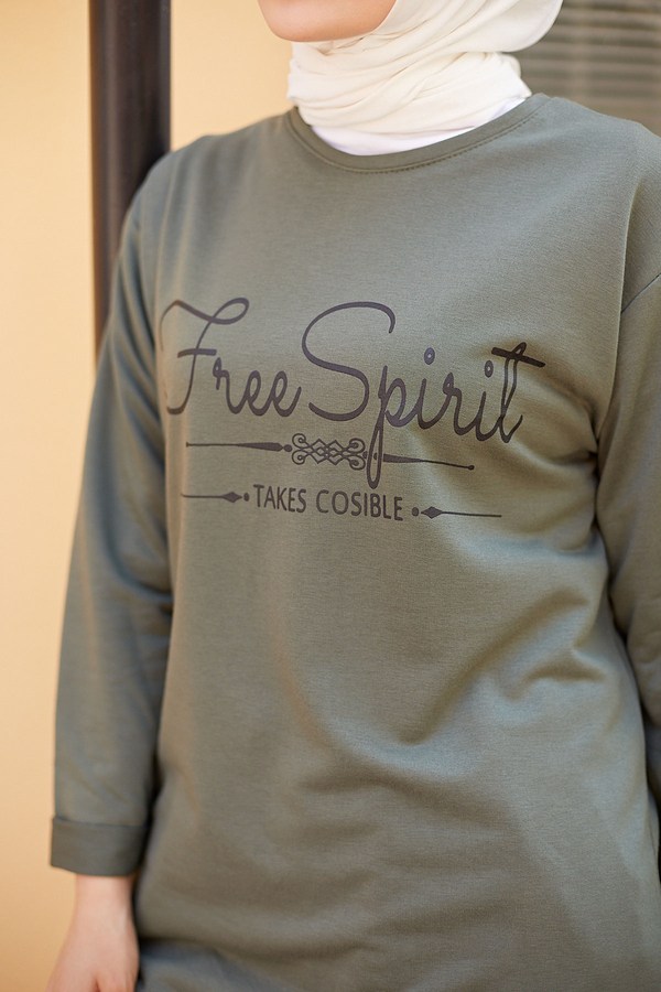 Free Spirit Sweat-Tunik 9792-7 Haki