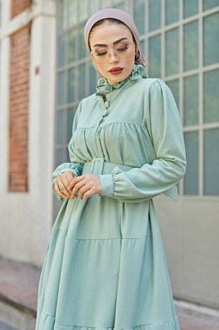 Frilly Ayrobin Elbise 4423-8 Mint - Thumbnail