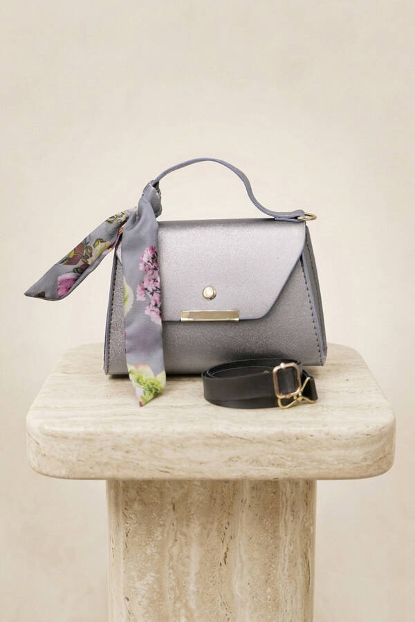 Tkm - Fular Detaylı El Ve Omuz Çantası Gri